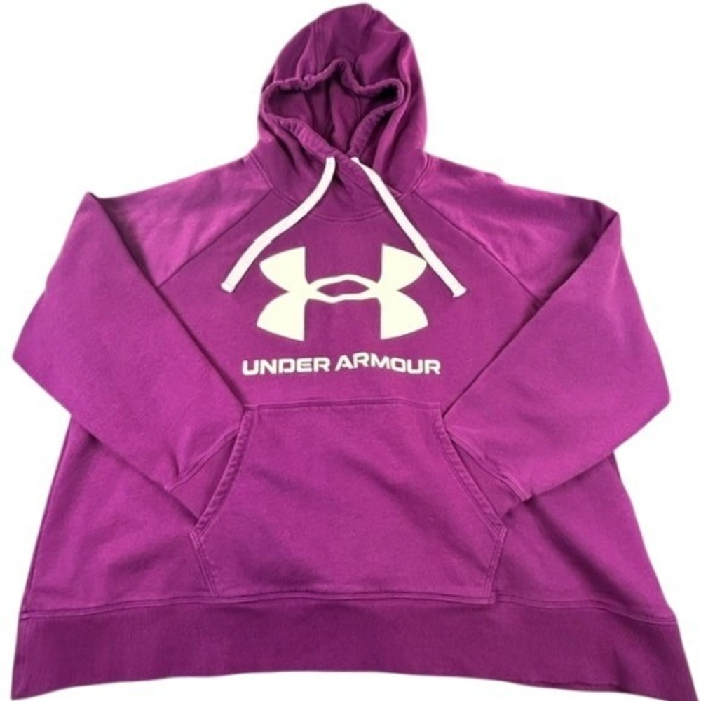 Under Armour Women's Rival Fleece Big Logo Hooded Sweatshirt Purple 2X